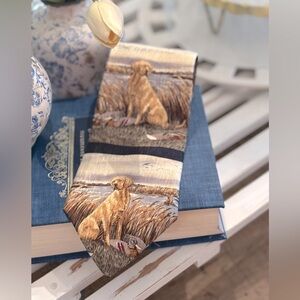 Vintage Katie D. Cundiff Tie. Yellow Lab Mallard Duck Decoys 100% Silk EUC